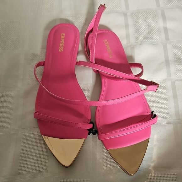 Express Pink and Gold Women's Sandals - Picture 15 of 16